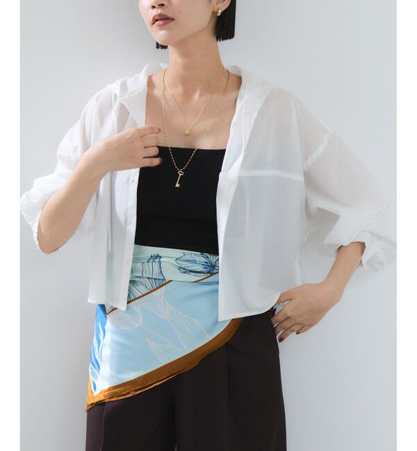 VIS「フード付きクロップドシアーシャツ」|シャツ・ブラウス|オフホワイト(15)