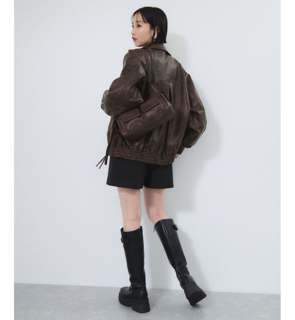 VIS「合皮＆スエードライクジップアップブルゾン」|ブルゾン・スタジャン|