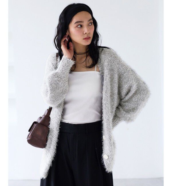 VIS「ポップコーンヤーンラメフェザーニットカーディガン/WEB限定FSサイズ」|カーディガン|