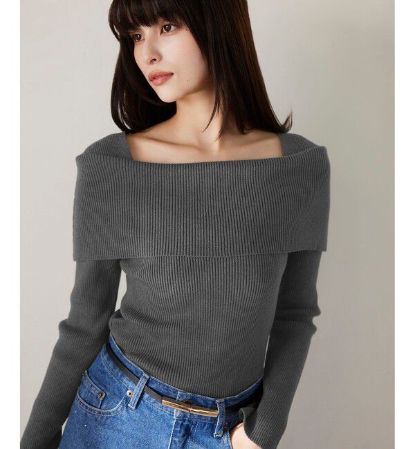VIS「オフショルダーモチモチリブニット」|ニット・セーター|