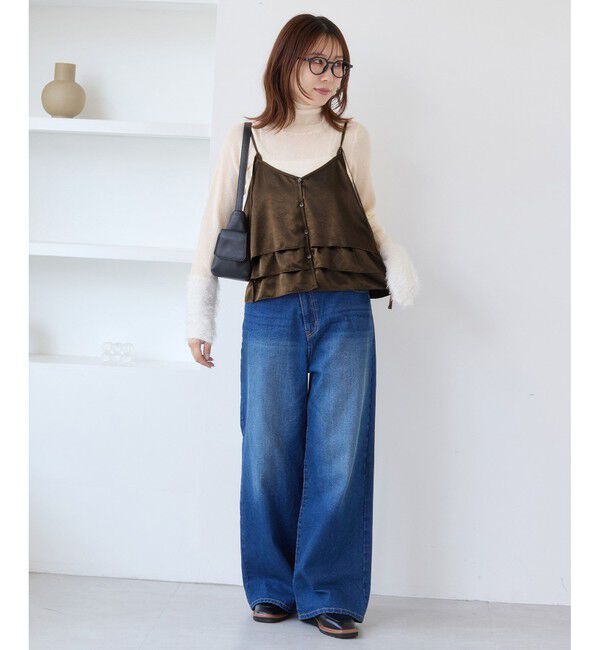 VIS「【WEB限定】サテンフリルビスチェ/2WAY」|キャミソール|