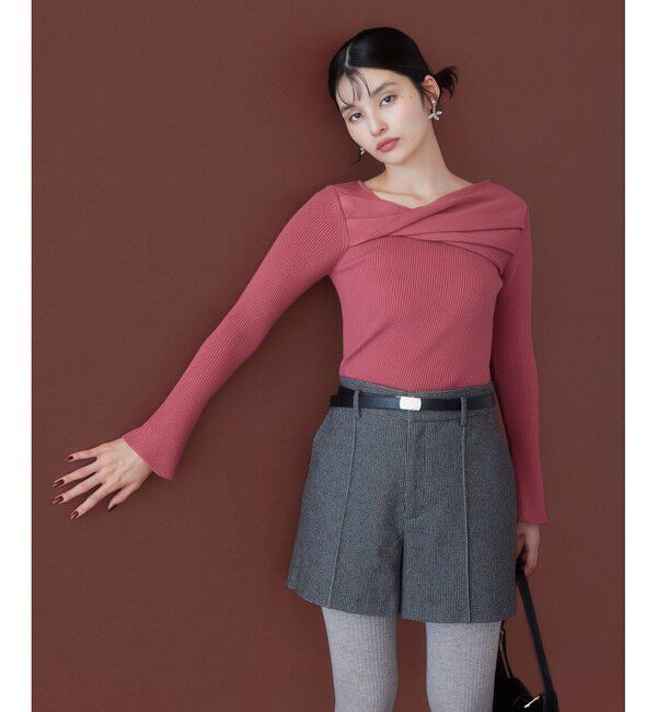 VIS「アシメねじれデザインリブニット」|ニット・セーター|