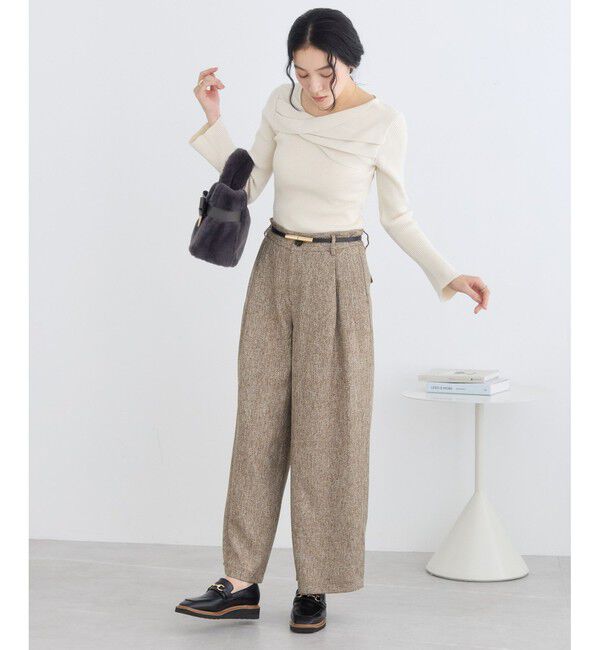 VIS「アシメねじれデザインリブニット」|ニット・セーター|