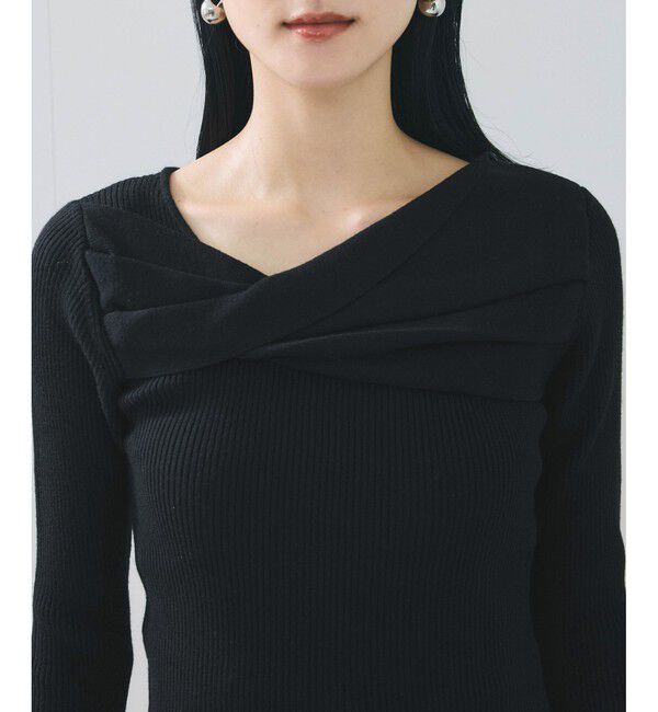 VIS「アシメねじれデザインリブニット」|ニット・セーター|