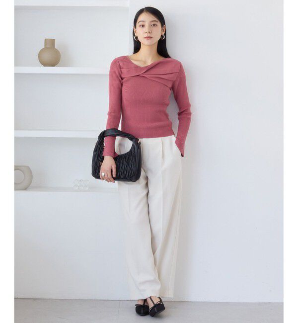 VIS「アシメねじれデザインリブニット」|ニット・セーター|