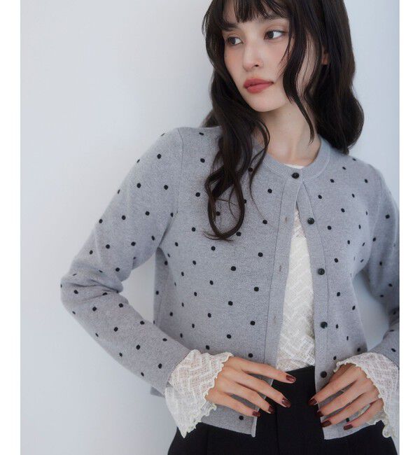 VIS「ドットジャガードカーディガン」|カーディガン|グレーサブ(09)