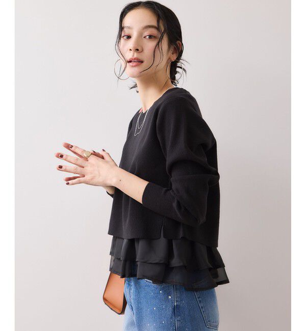 VIS「ペプラムオーガンジードッキングニットプルオーバー」|ニット・セーター|