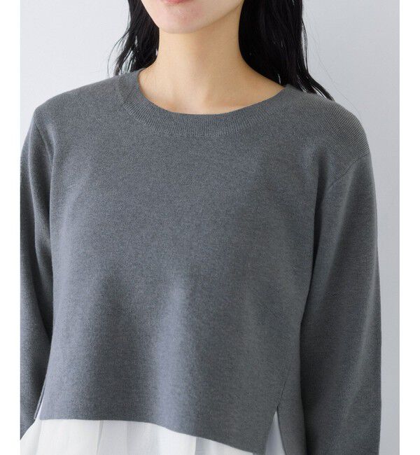 VIS「ペプラムオーガンジードッキングニットプルオーバー」|ニット・セーター|