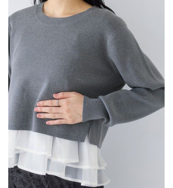 VIS「ペプラムオーガンジードッキングニットプルオーバー」|ニット・セーター|