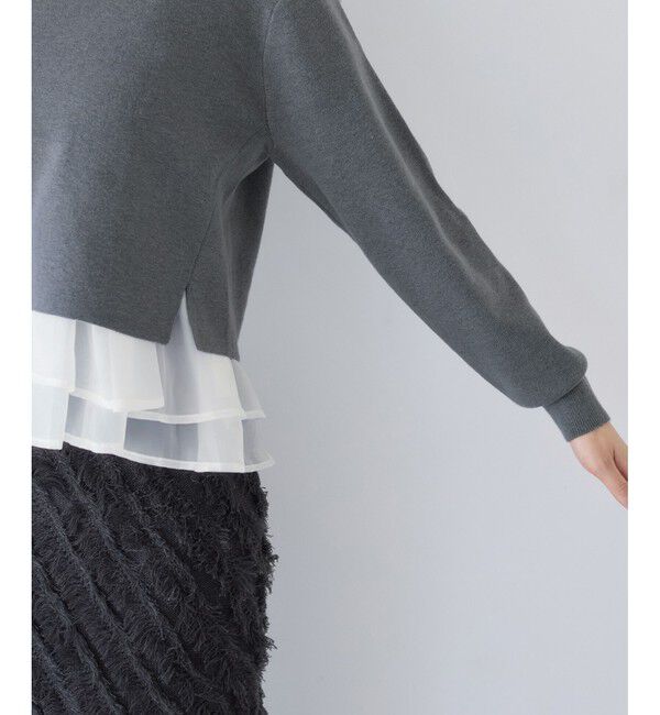 VIS「ペプラムオーガンジードッキングニットプルオーバー」|ニット・セーター|