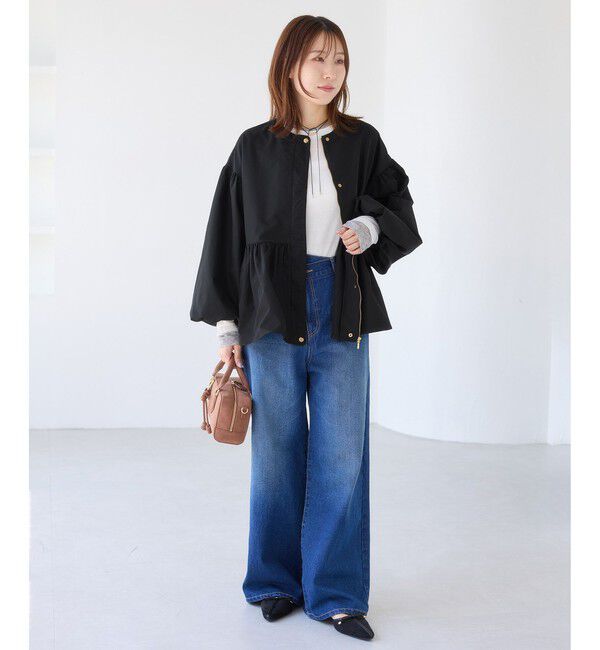 VIS「【WEB限定】バルーンスリーブペプラムブルゾン」|ブルゾン・スタジャン|