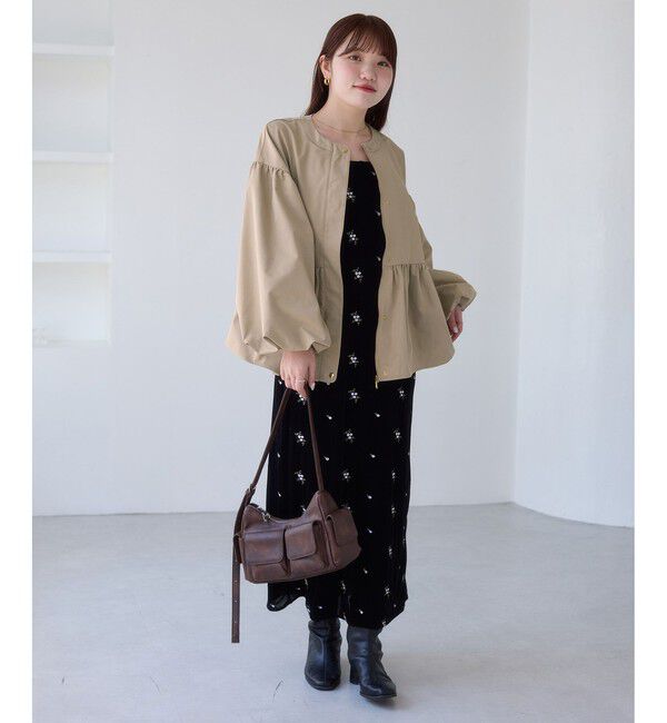 VIS「【WEB限定】バルーンスリーブペプラムブルゾン」|ブルゾン・スタジャン|