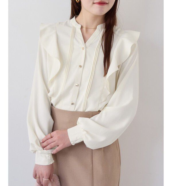 VIS「【WEB限定】スキッパーフリルデザインブラウス」|シャツ・ブラウス|