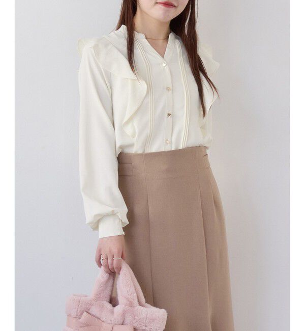 VIS「【WEB限定】スキッパーフリルデザインブラウス」|シャツ・ブラウス|