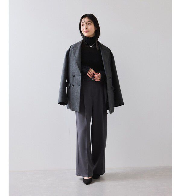 VIS「フェザー切り替えスリーブシアータートルニット」|ニット・セーター|