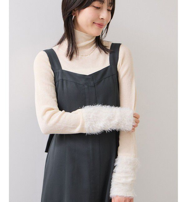 VIS「フェザー切り替えスリーブシアータートルニット」|ニット・セーター|