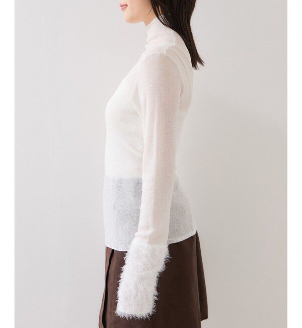 VIS「フェザー切り替えスリーブシアータートルニット」|ニット・セーター|