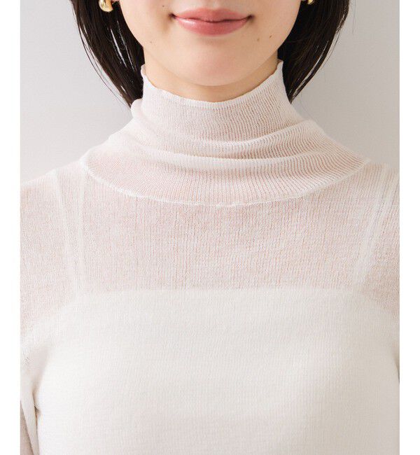 VIS「フェザー切り替えスリーブシアータートルニット」|ニット・セーター|