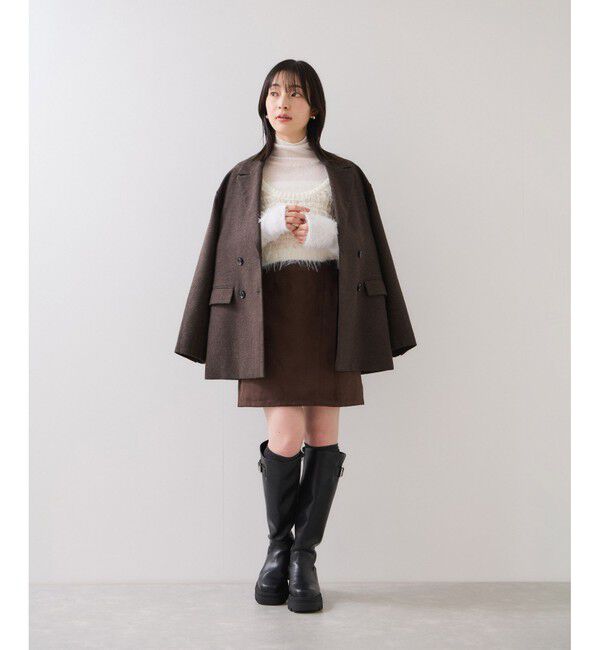 VIS「フェザー切り替えスリーブシアータートルニット」|ニット・セーター|