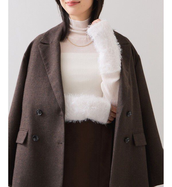 VIS「フェザー切り替えスリーブシアータートルニット」|ニット・セーター|