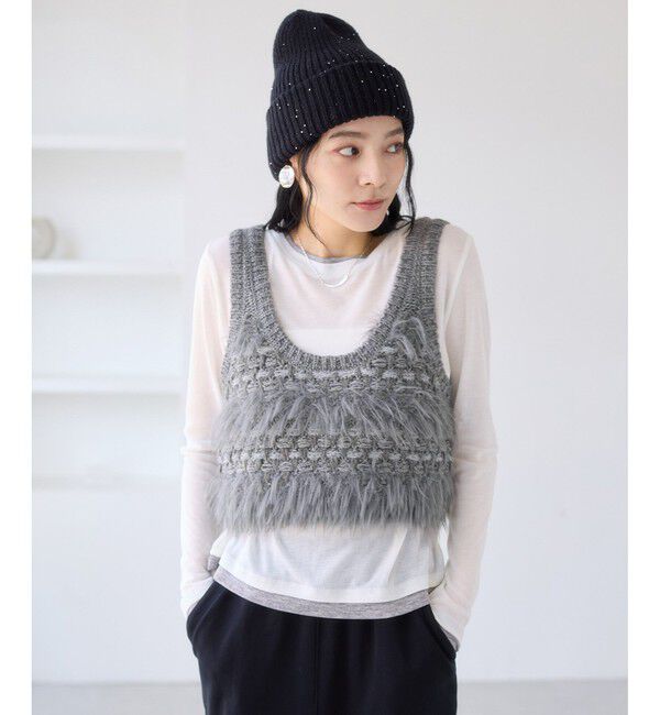 VIS「フェザーツイードニットビスチェ/2WAY」|ベスト・ジレ|