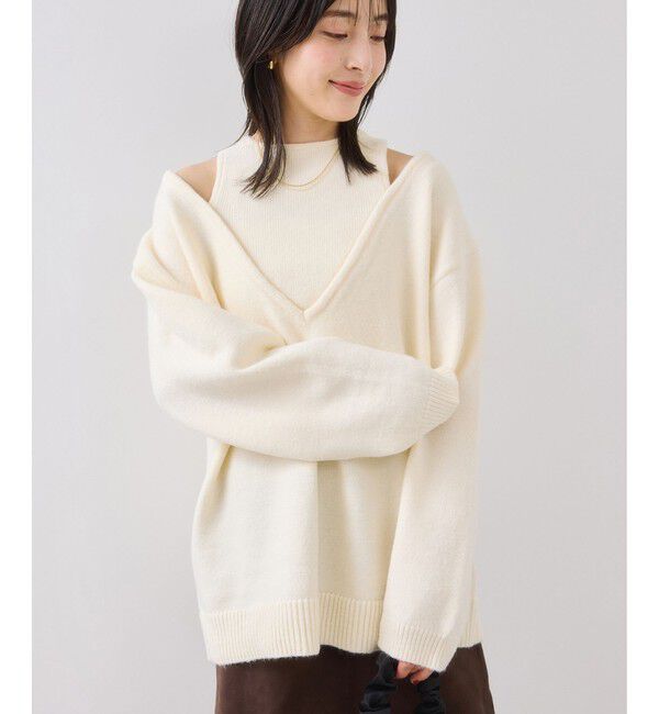 VIS「【WEB限定】アンサンブル風Vネックニット」|ニット・セーター|