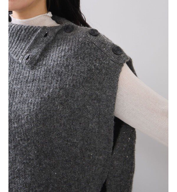 VIS「ボタンデザインポンチョベスト」|ベスト・ジレ|