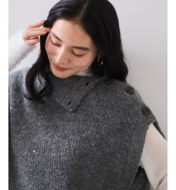 VIS「ボタンデザインポンチョベスト」|ベスト・ジレ|