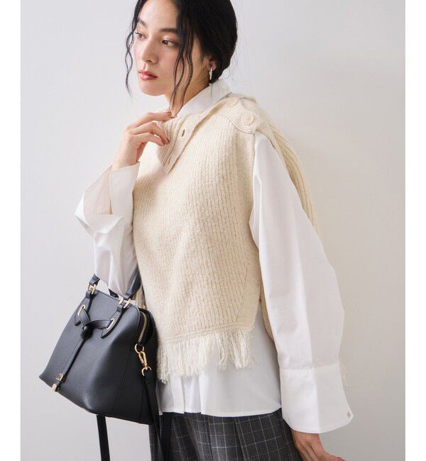 VIS「ボタンデザインポンチョベスト」|ベスト・ジレ|