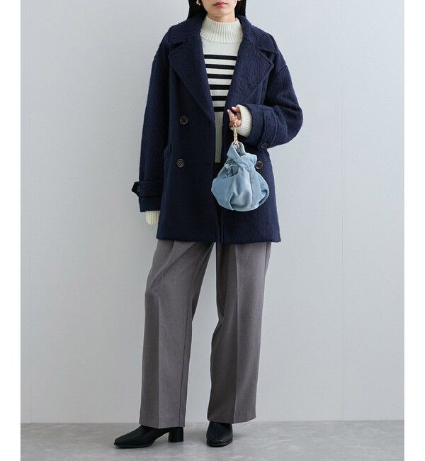 VIS「【WEB限定】シャギーミディ丈Pコート」|ピーコート|