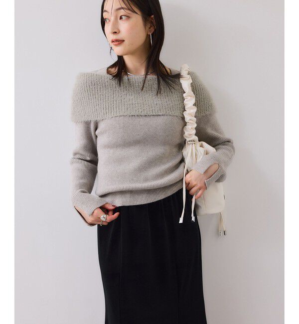 VIS「フェザーヤーンオフショルもちもちリブニット/イージーケア」|ニット・セーター|