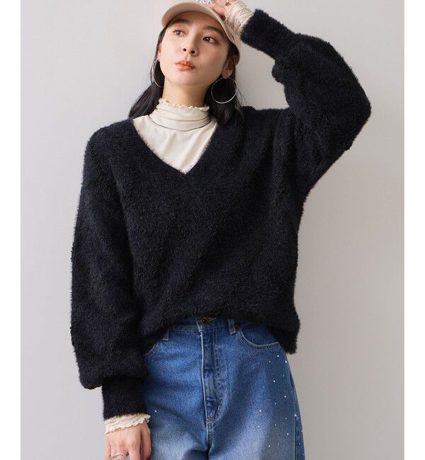 VIS「アーガイルフェザーニット/2WAY・イージーケア」|ニット・セーター|