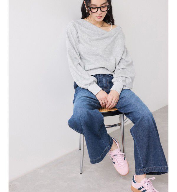 VIS「ベルト付きワイドシルエットデニムパンツ」|デニム|