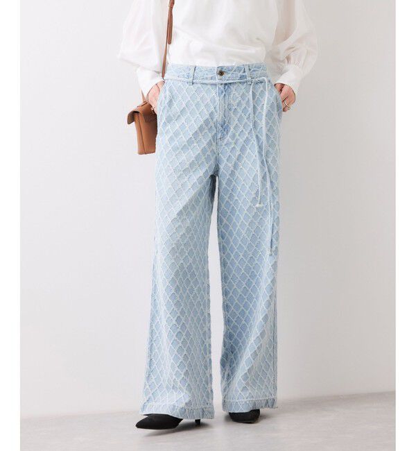 VIS「ベルト付きワイドシルエットデニムパンツ」|デニム|