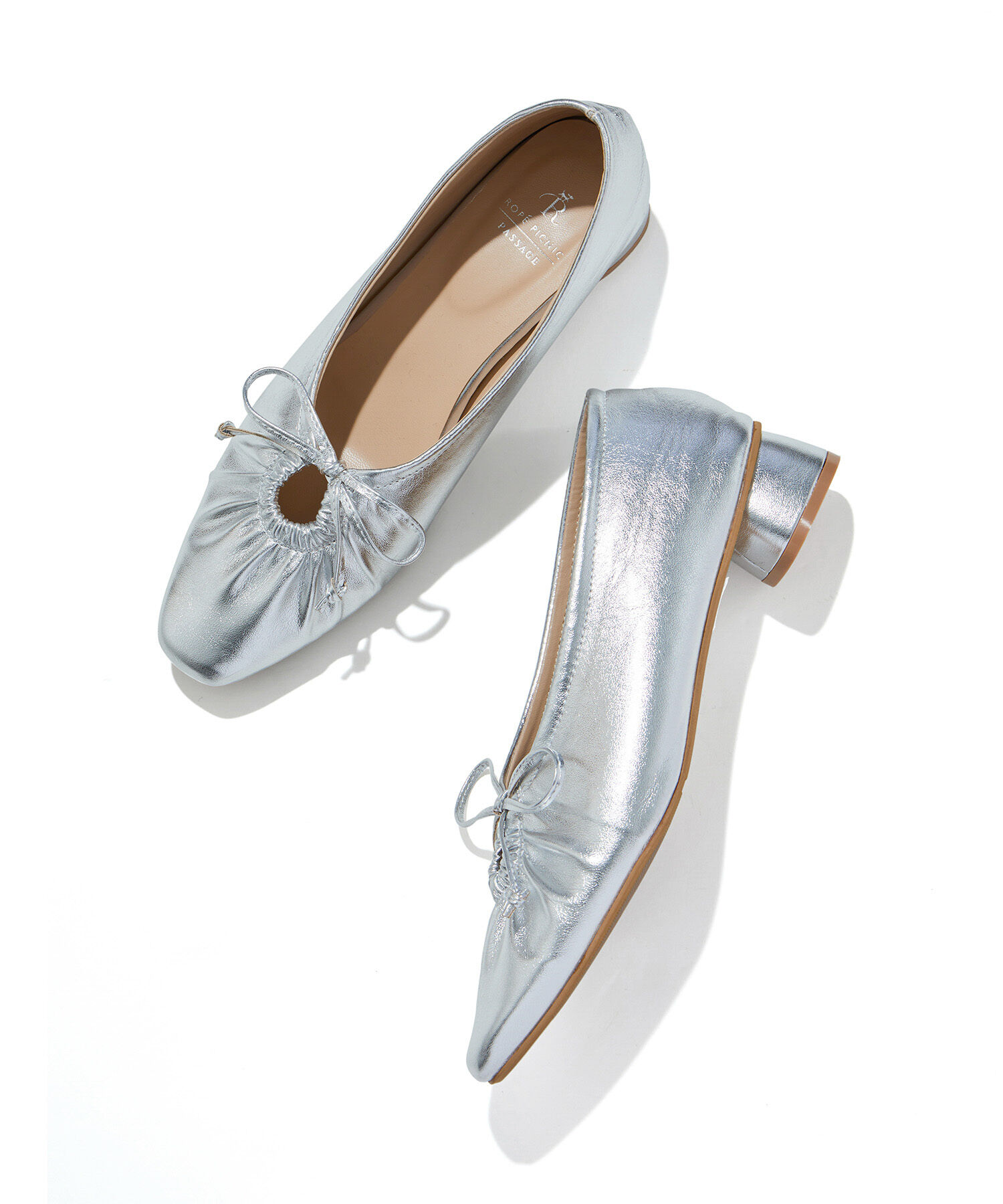 ROPE PICNIC PASSAGE「リボンギャザーミドルヒールパンプス」|パンプス|