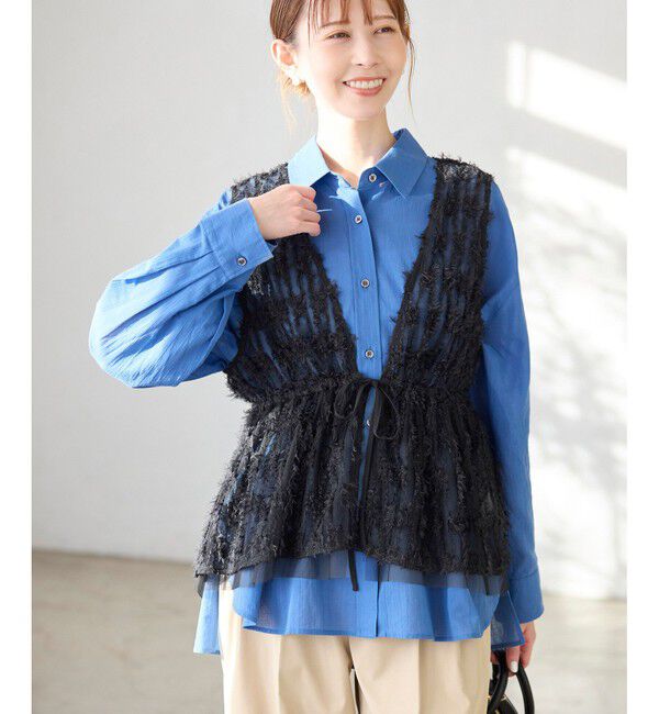 Rope&rsquo;Picnic「フリンジチュールジレ」|ベスト・ジレ|クロメイン