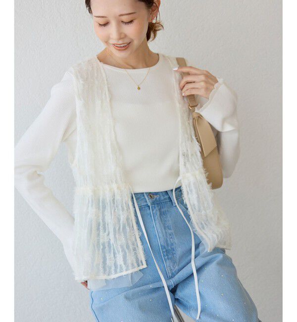 Rope&rsquo;Picnic「フリンジチュールジレ」|ベスト・ジレ|