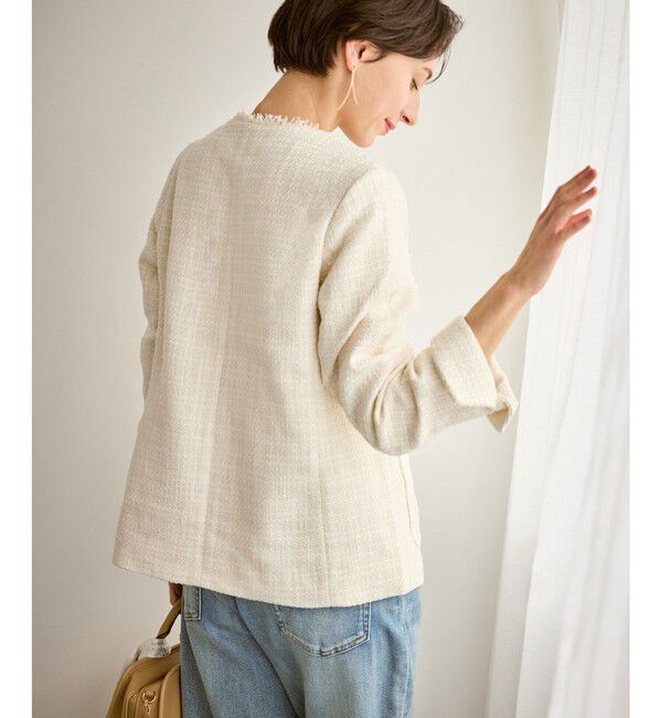 Rope&rsquo;Picnic「セレモニー・通勤対応/ツイードジャケット/リンクコーデ」|ノーカラージャケット|