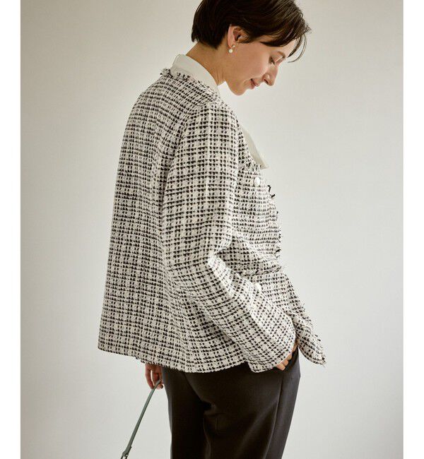 Rope&rsquo;Picnic「セレモニー・通勤対応/ツイードジャケット/リンクコーデ」|ノーカラージャケット|