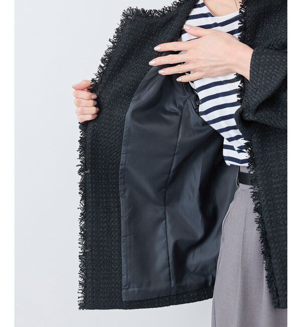 Rope&rsquo;Picnic「セレモニー・通勤対応/ツイードジャケット/リンクコーデ」|ノーカラージャケット|