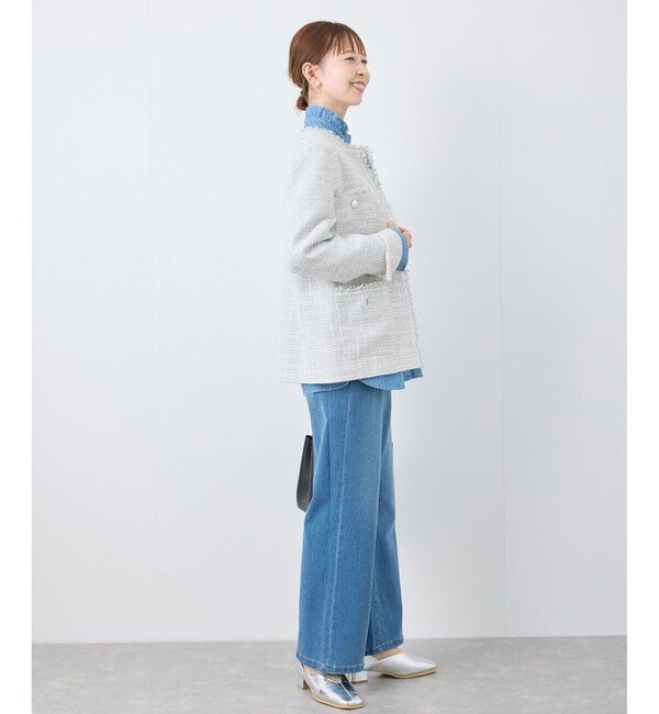 Rope&rsquo;Picnic「セレモニー・通勤対応/ツイードジャケット/リンクコーデ」|ノーカラージャケット|