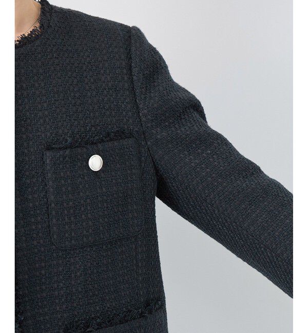 Rope&rsquo;Picnic「セレモニー・通勤対応/ツイードジャケット/リンクコーデ」|ノーカラージャケット|