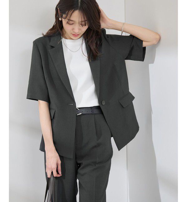 Rope&rsquo;Picnic「【接触冷感・吸水速乾・防シワ】エフォートレスリラックスハーフスリーブジャケット」|テーラードジャケット|