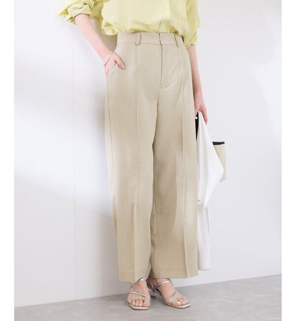 Rope&rsquo;Picnic「【UVカット・速乾】【リネンライク・シリーズ】ピンタックワイドスラックスパンツ/セットアップ対応」|チノ|