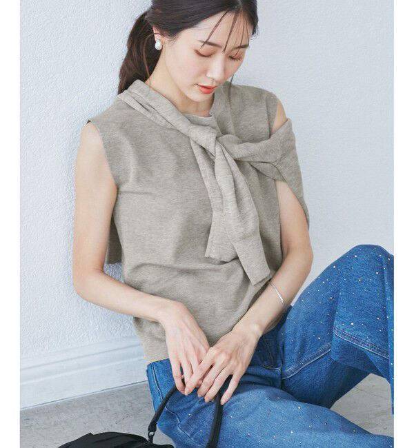 Rope&rsquo;Picnic「【洗濯機OK】LEVITAゼロスリーブサマーニットプルオーバー」|ニット・セーター|