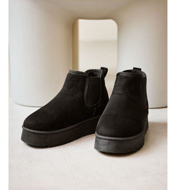 ROPE PICNIC PASSAGE「ウォームショートムートンライクブーツ」|ロングブーツ|ブラック(01)