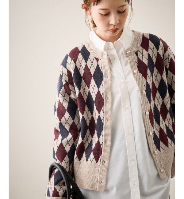 Rope&rsquo;Picnic「アーガイル柄アソートカーディガン」|カーディガン|ベージュ(27)