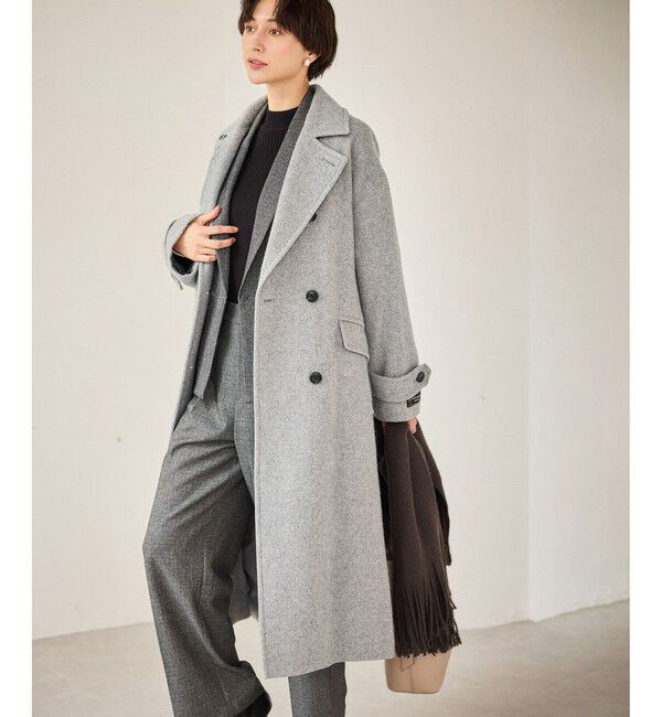 Rope&rsquo;Picnic「JAPAN FABRIC スタンドカラーロングコート/一部WEB限定カラー」|チェスターコート|ライトグレー(08)