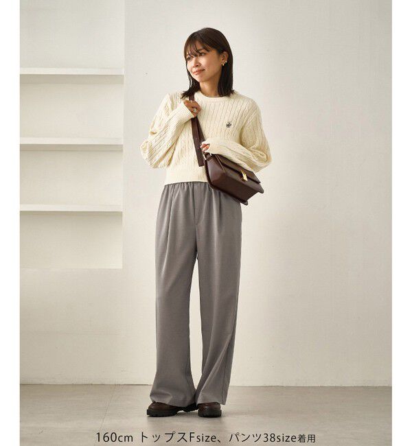 Rope&rsquo;Picnic「【BEVERLYHILLS POLO CLUB・WEB限定】ケーブル編みクロップドニットプルオーバー」|ニット・セーター|