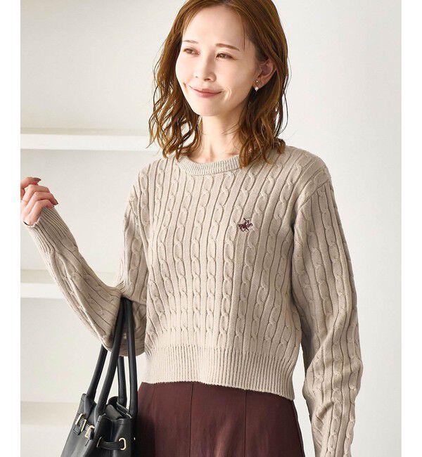 Rope&rsquo;Picnic「【BEVERLYHILLS POLO CLUB・WEB限定】ケーブル編みクロップドニットプルオーバー」|ニット・セーター|ベージュ(27)